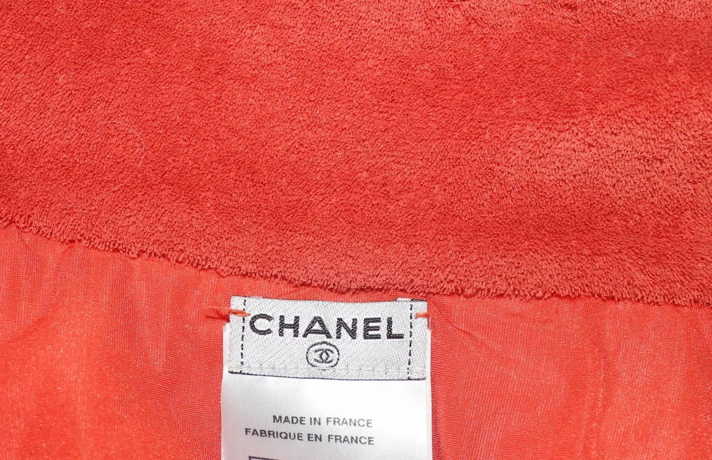 NEU Chanel Koralle Pailletten Frottee Top & Jacke Twin Set Ensemble im Angebot 4