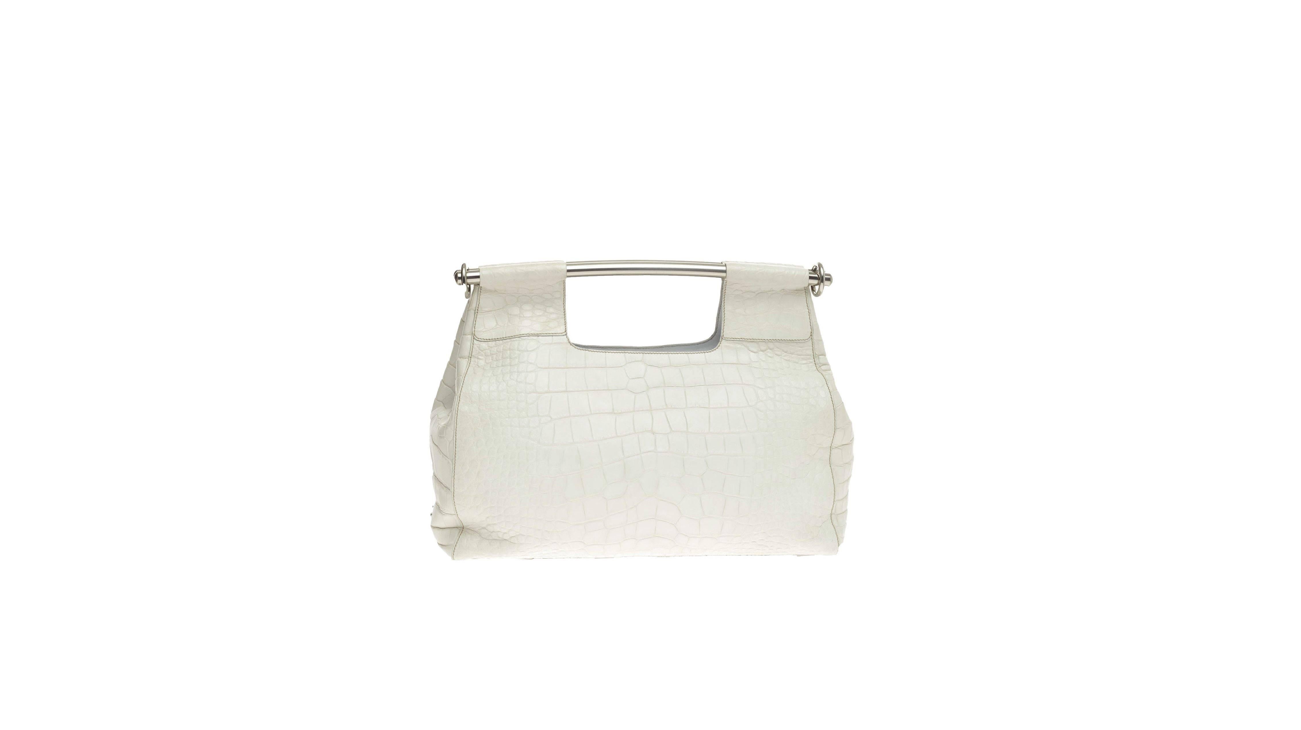 white alligator purse