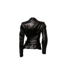 Gucci by Tom Ford - Veste en cuir noire à ceinture corset 2003
