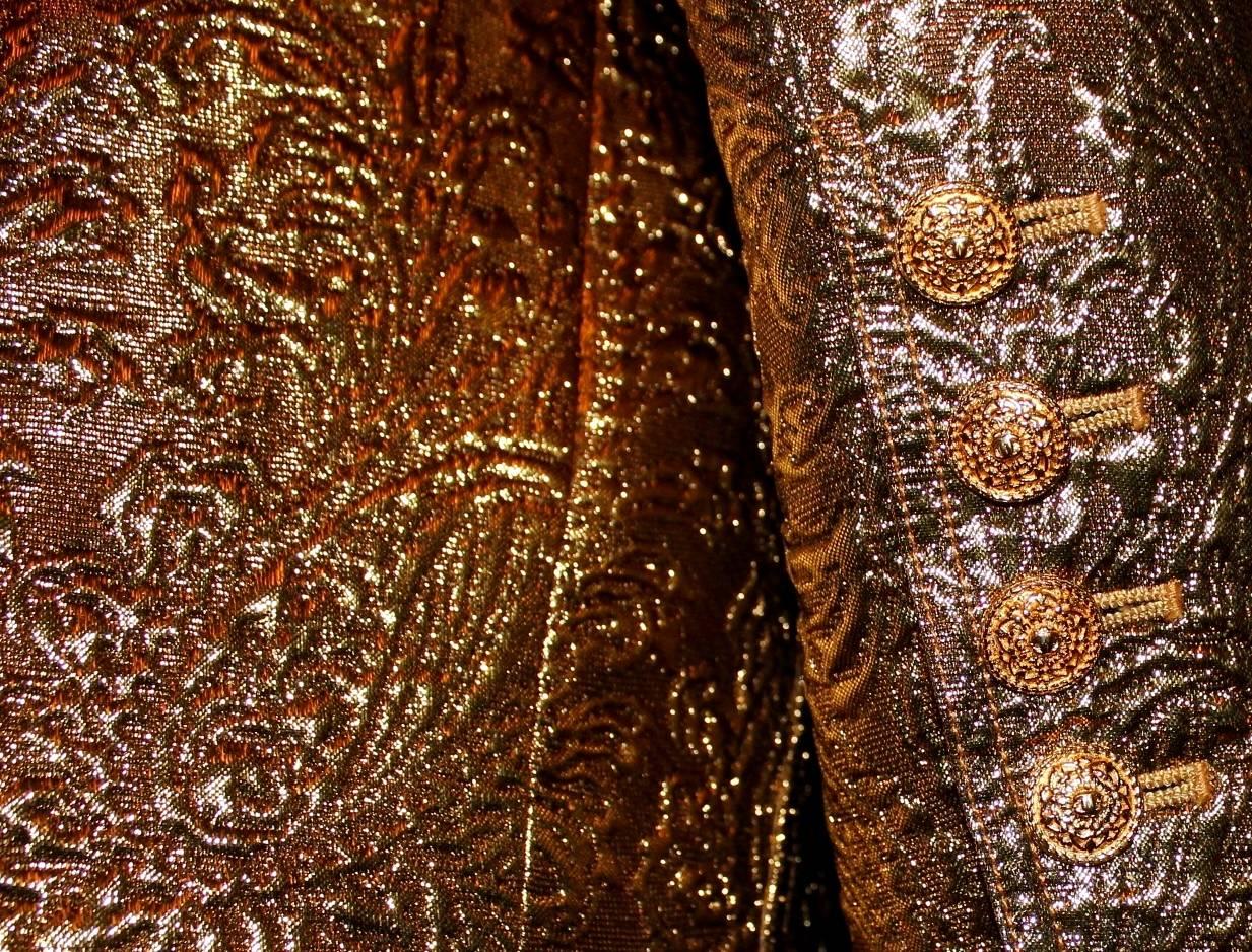 Women's Museum Piece - Famous Chanel Golden Metallic 3D Structured Jacket Blazer