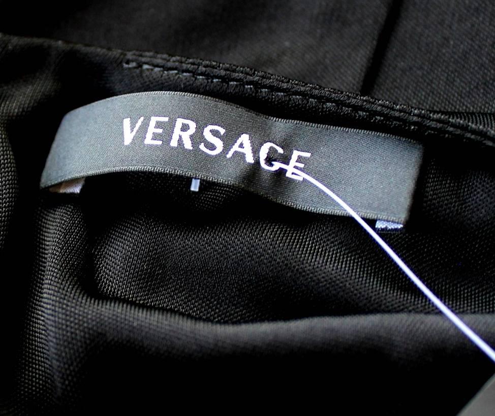 Stunning Versace Black Jersey & Leather Trim Dress 2