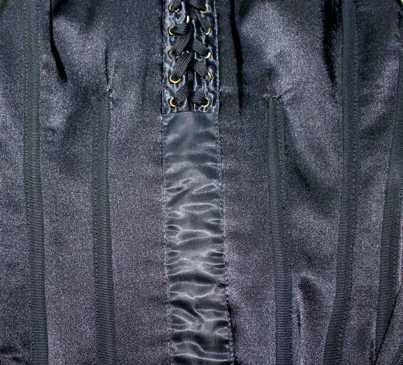 Women's Dolce & Gabbana Hourglass Boned Corset Lace Up Black Dress 