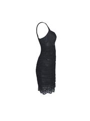Dolce & Gabbana Black Corset Lace Eyelet Dress with Sequins