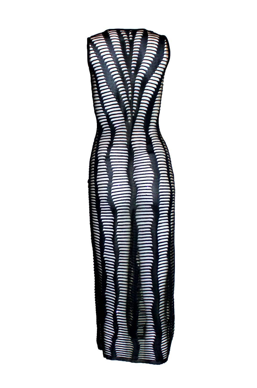 UNWORN Christian Dior by John Galliano 2001 Black Mesh Knit Midi Dress Summer 38 In New Condition For Sale In Switzerland, CH