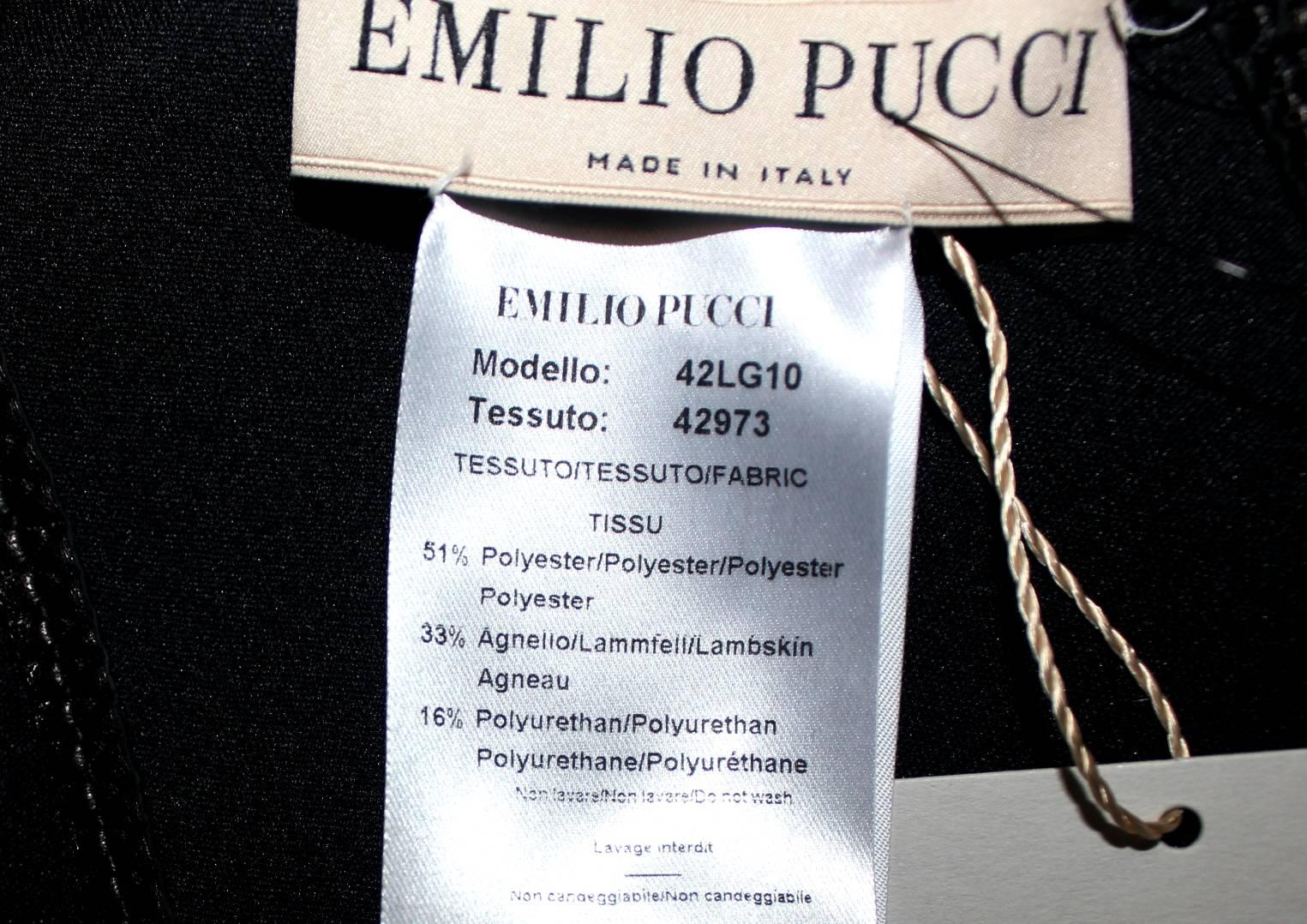 Women's Iconic Emilio Pucci by Peter Dundas Neopren & Lambskin Crystal Crest Logo Dress
