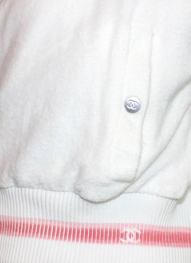 Beautiful Chanel Terrycloth Cropped Jacket CC Logo Doubleface at 1stDibs