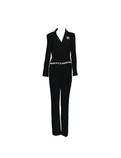 Chanel Black Boucle Overall Jumpsuit with Zipper