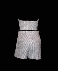Chanel Vintage Babyblue Sequin Embellished Hot Pants Corset Suit Set