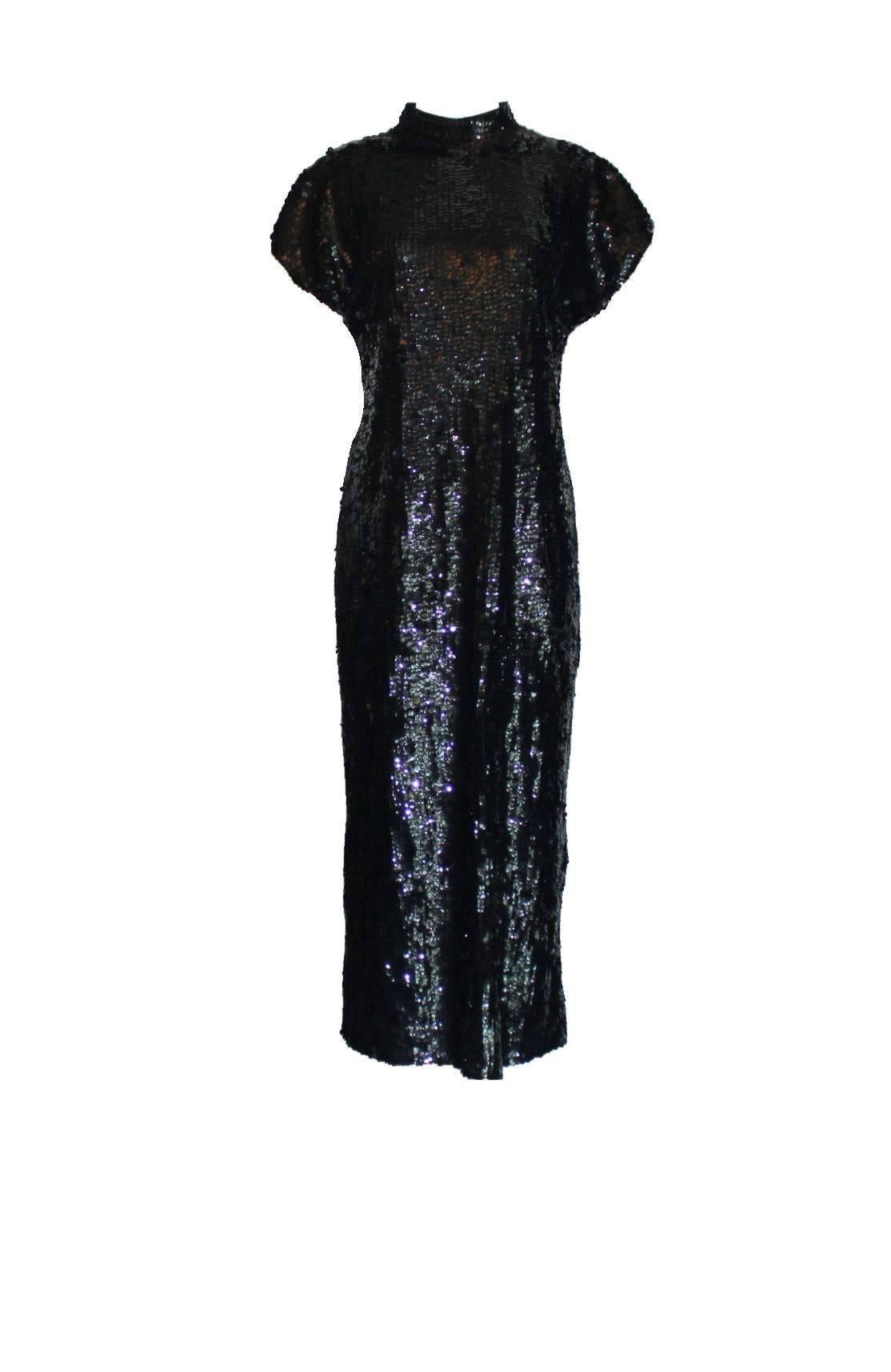 Chanel Boutique Vintage Black Sequin Evening Dress 1980s 1990s In Good Condition In Switzerland, CH
