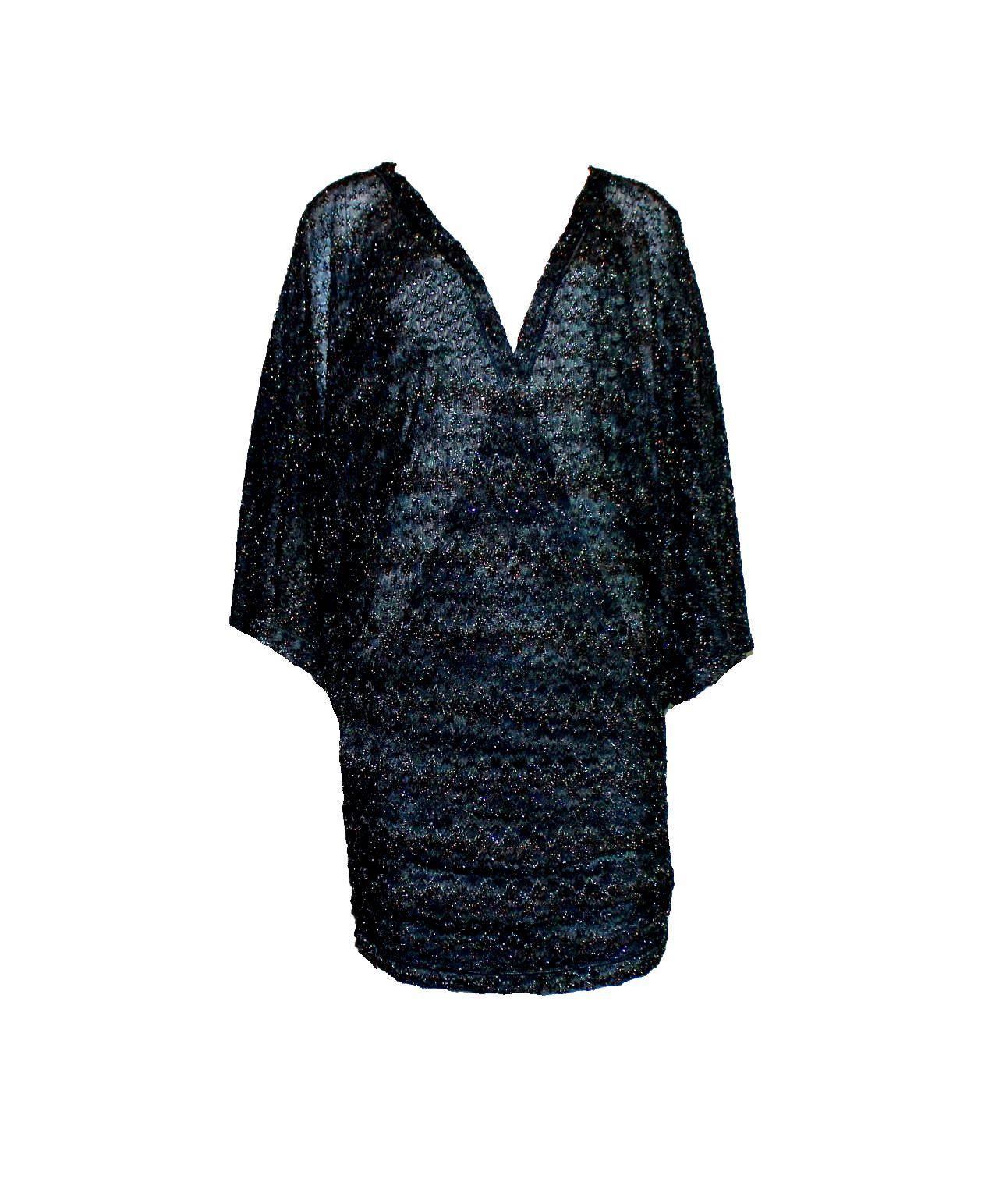 Black Missoni Midnight Blue Lurex Kaftan Mini Dress