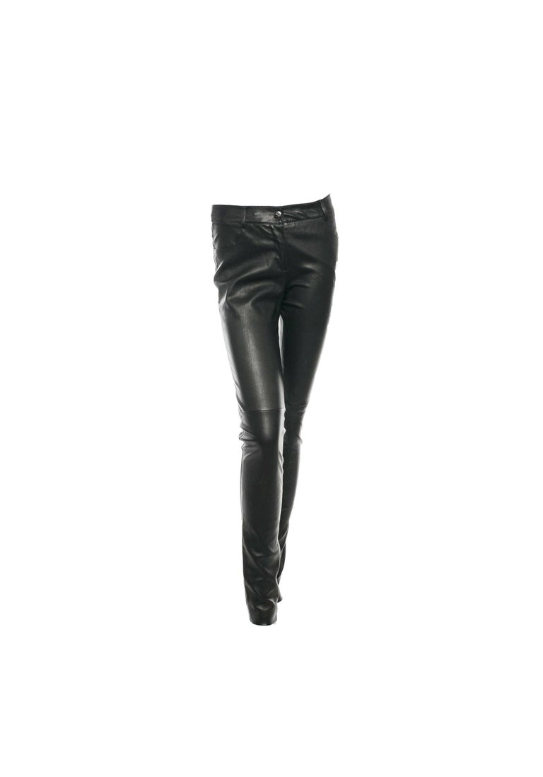 Chanel Lambskin Stretch Skinny Leather Pants CC Logo Pockets at 1stDibs