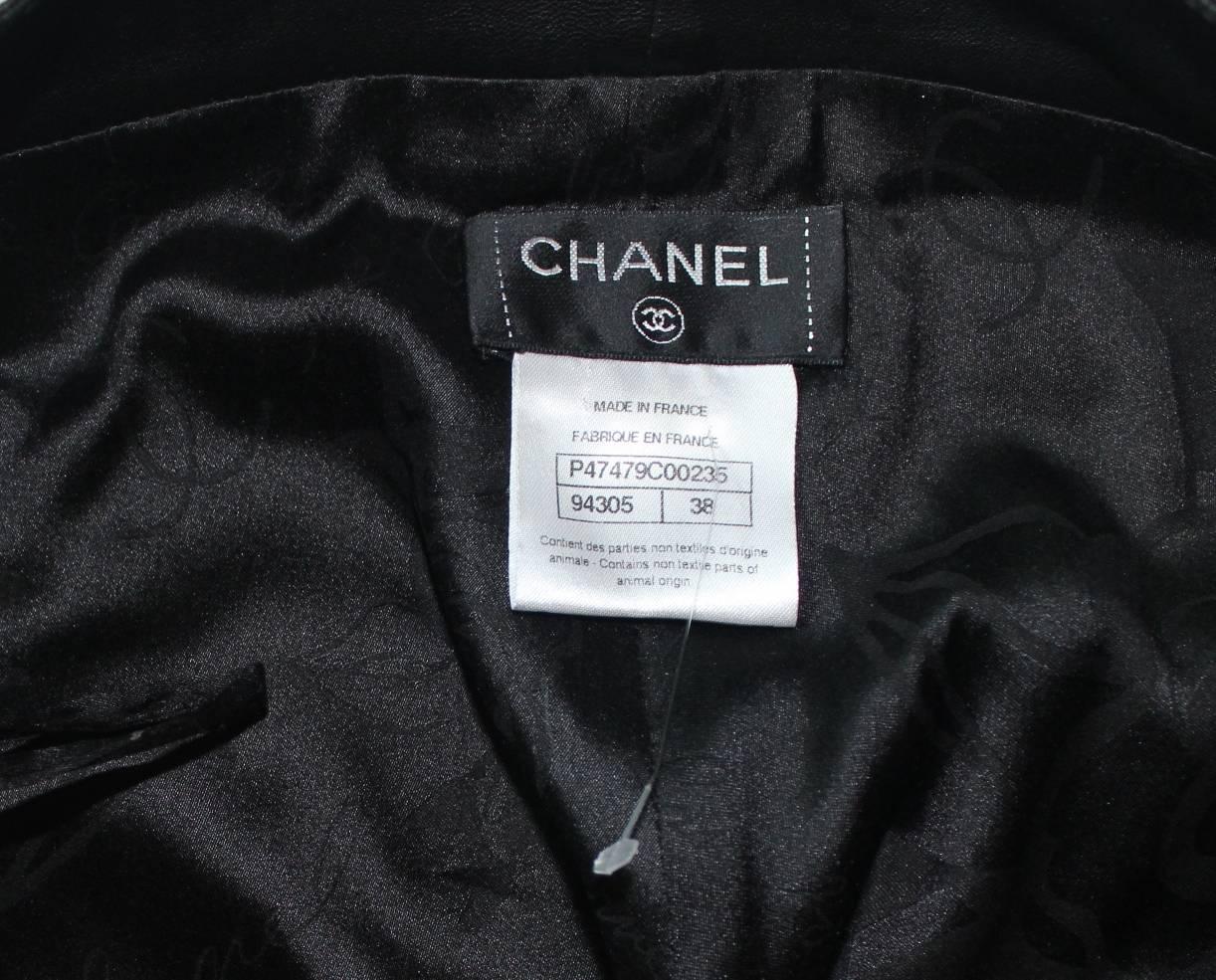 Chanel Lambskin Stretch Skinny Leather Pants CC Logo Pockets In New Condition In Switzerland, CH