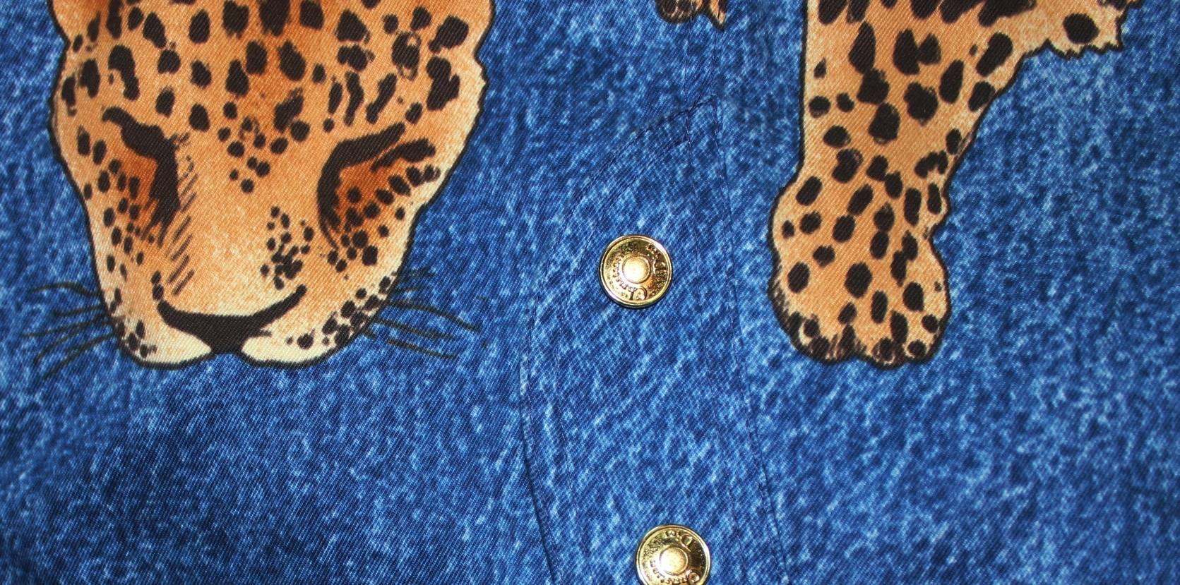 Christian Dior by John Galliano Denim Leopard Cheetah Asymmetric Skirt 2000 In Good Condition In Switzerland, CH