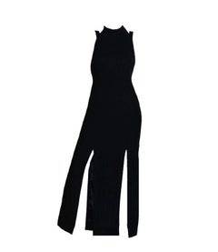Breathtaking Gianni Versace Couture 1990s Black Bondage Back Evening Gown Dress