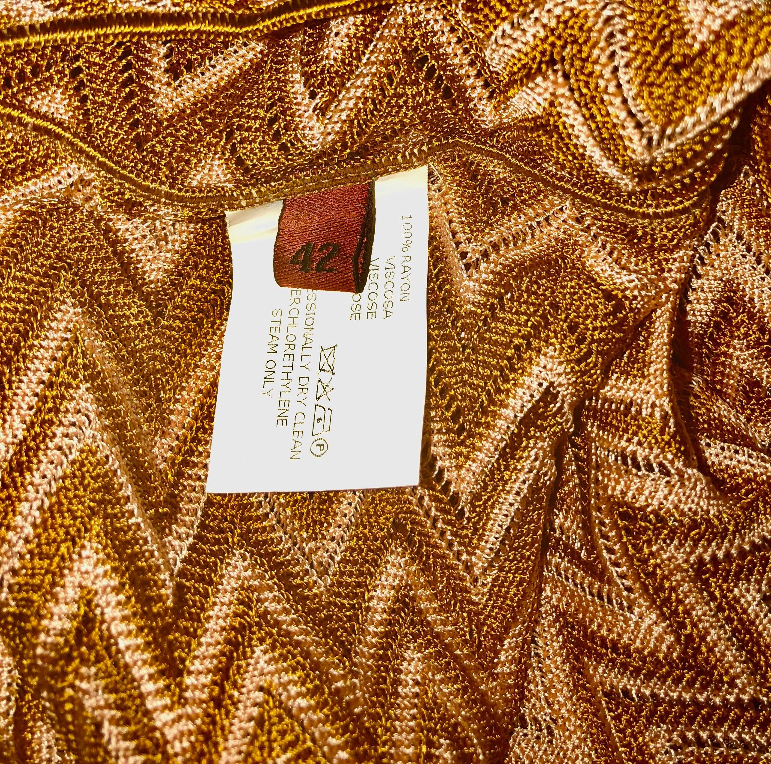 Women's Stunning Missoni Chevron Zigzag Crochet Knit Maxi Kaftan Dress Gown
