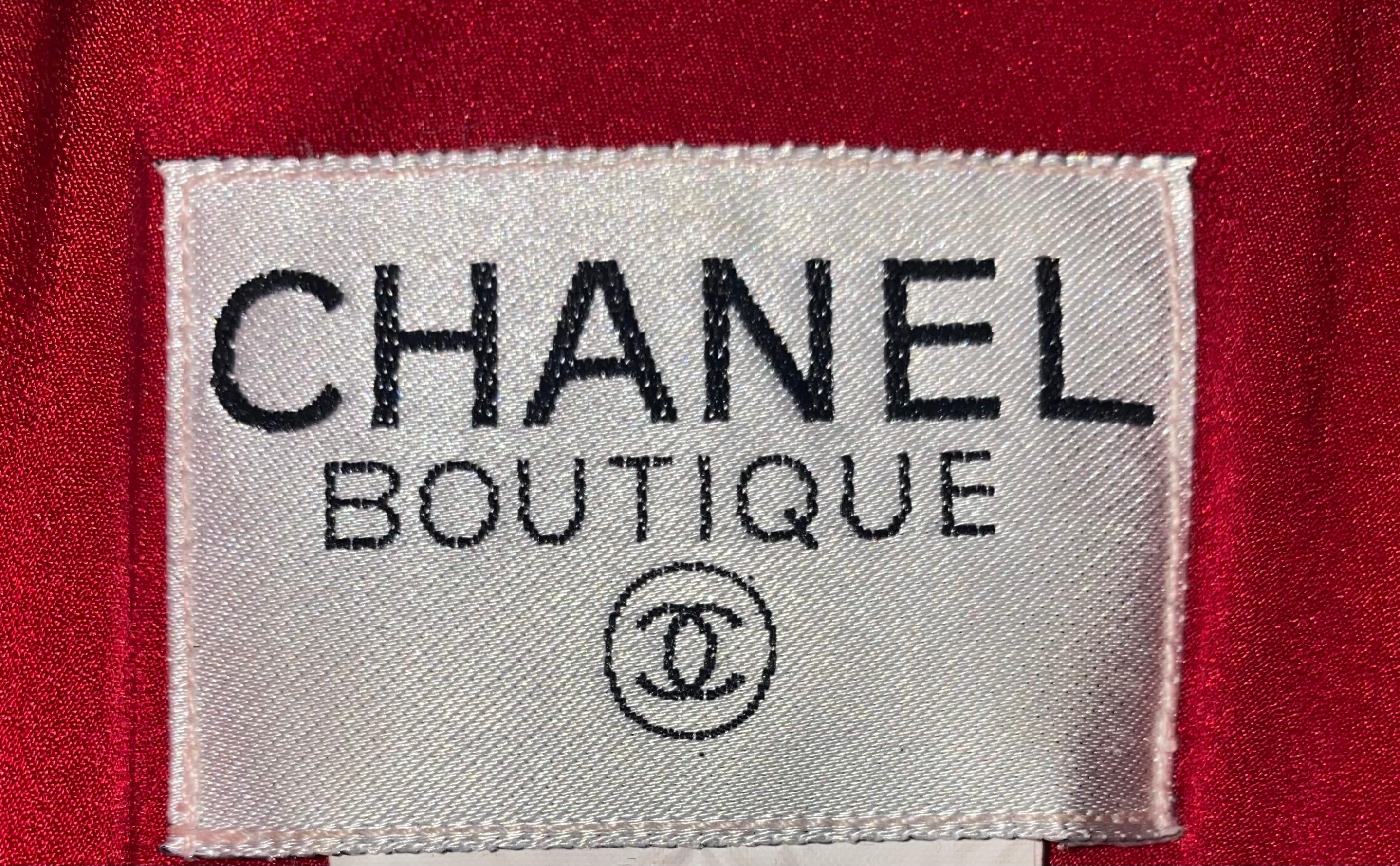Chanel Red Cashmere Mandarin Chinese Collar Signature Jacket Blazer 1