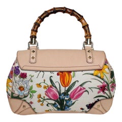GUCCI Limitierte Auflage Flora Druck Segeltuch Handtasche Bambus Griff - MUSEUM PIECE