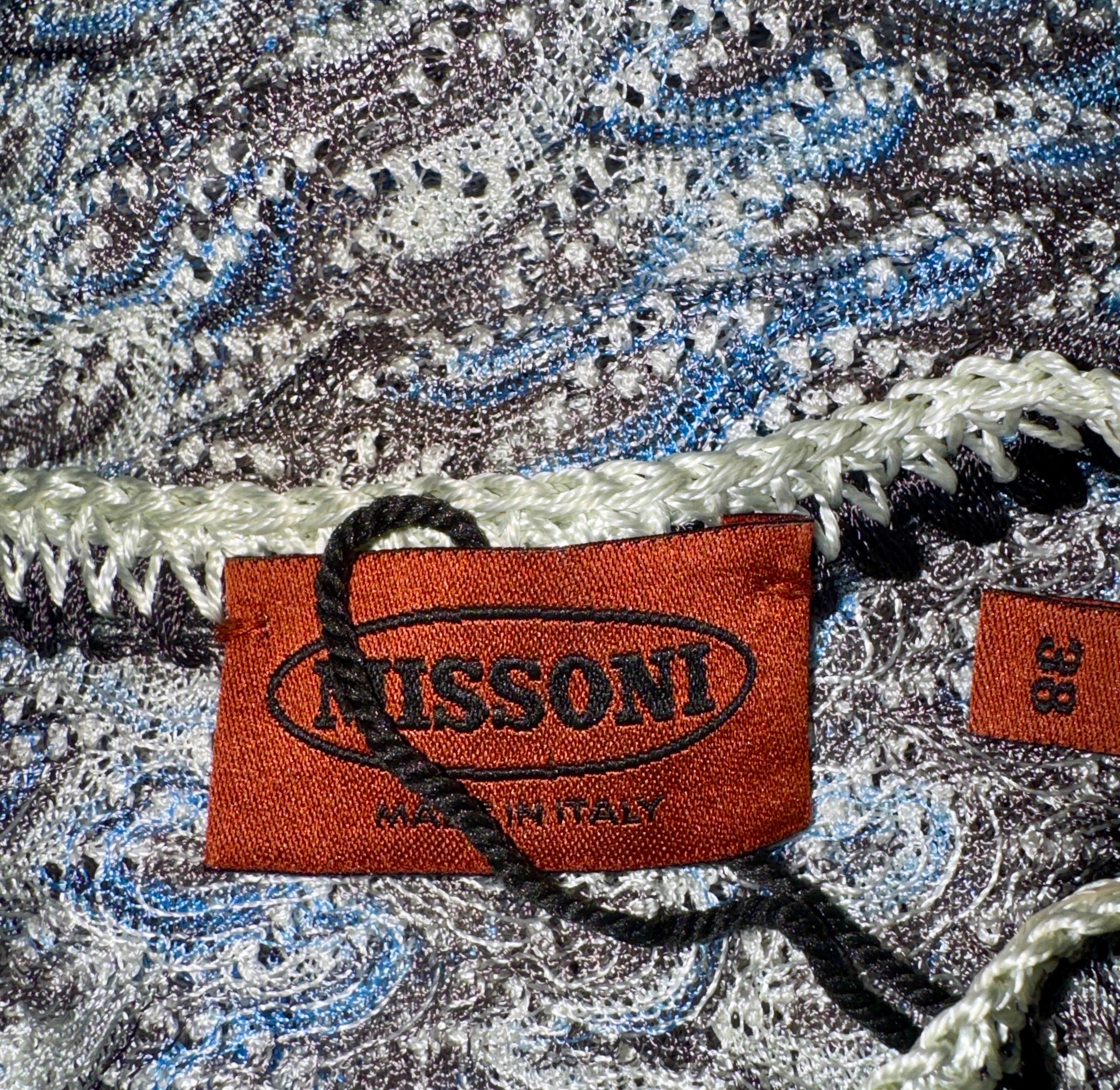 Robe tunique caftan Missoni Seafoam métallisée en lurex 38 en vente 6