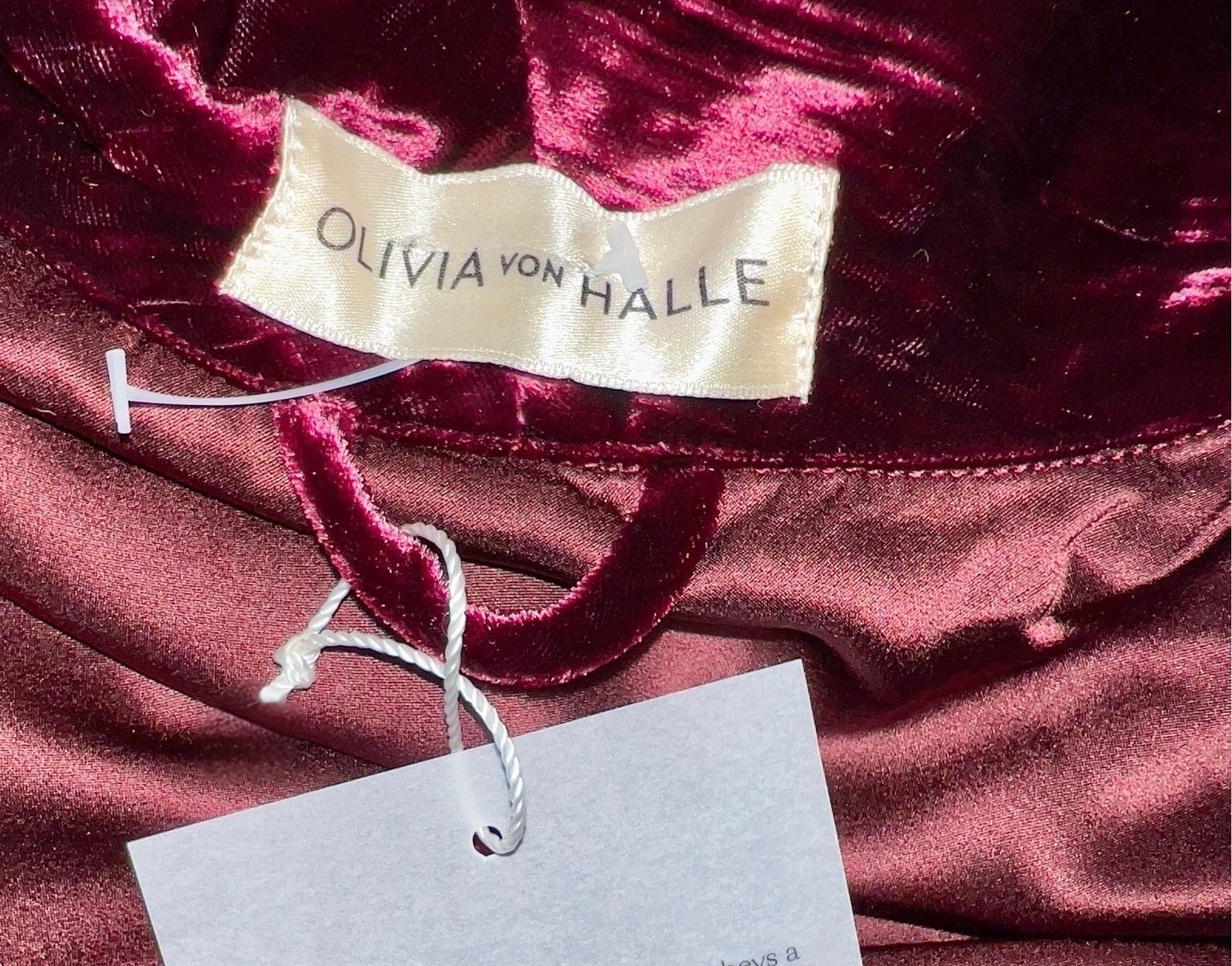 NEW Luxuriöse Olivia von Halle Deep Crimson Velvet Silk Dressing Gown Robe XS/S im Angebot 4