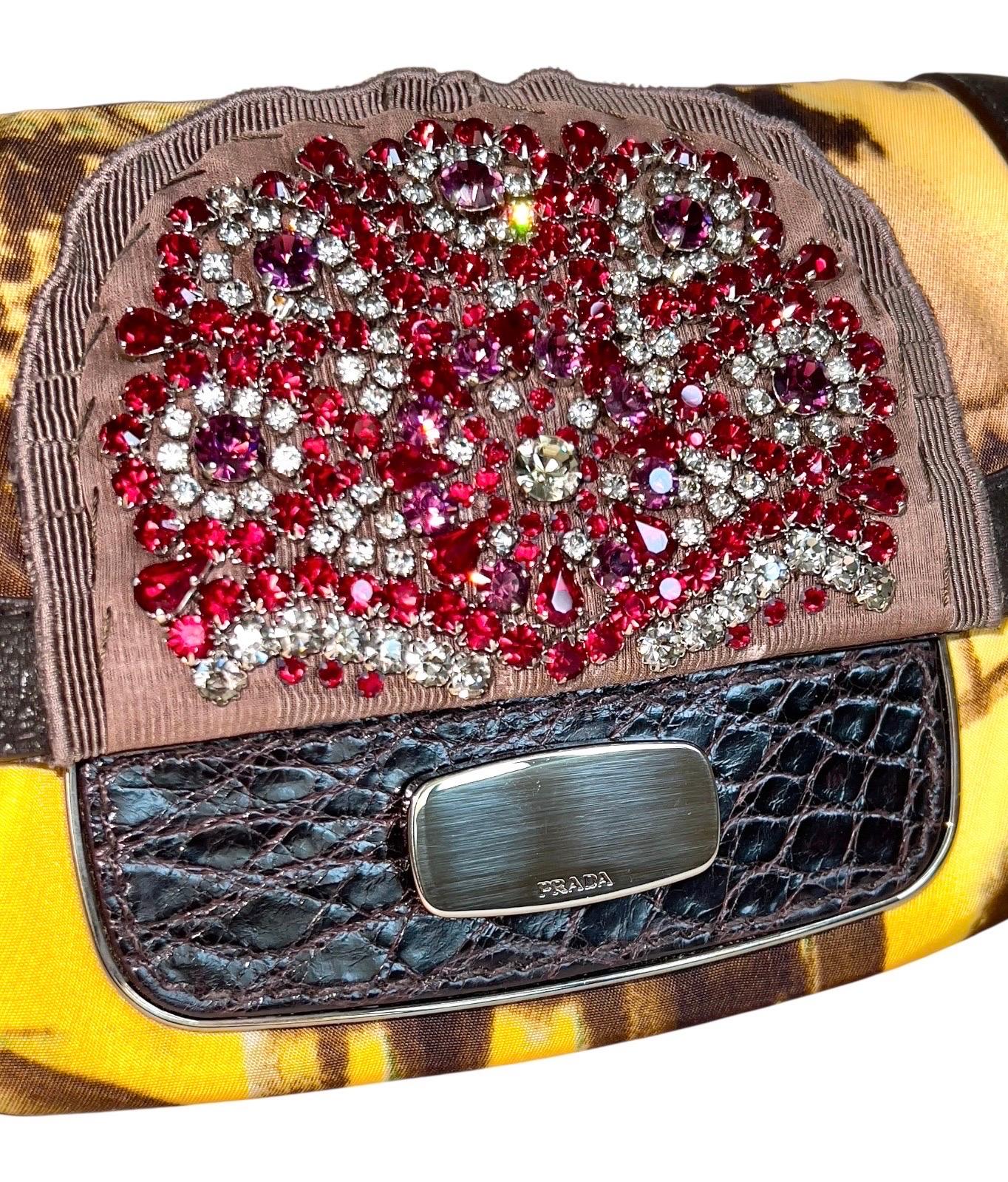 PRADA Exotische himmlische bestickt Nylon & Krokodil Clutch Bag - Full Set Y2K im Angebot 6