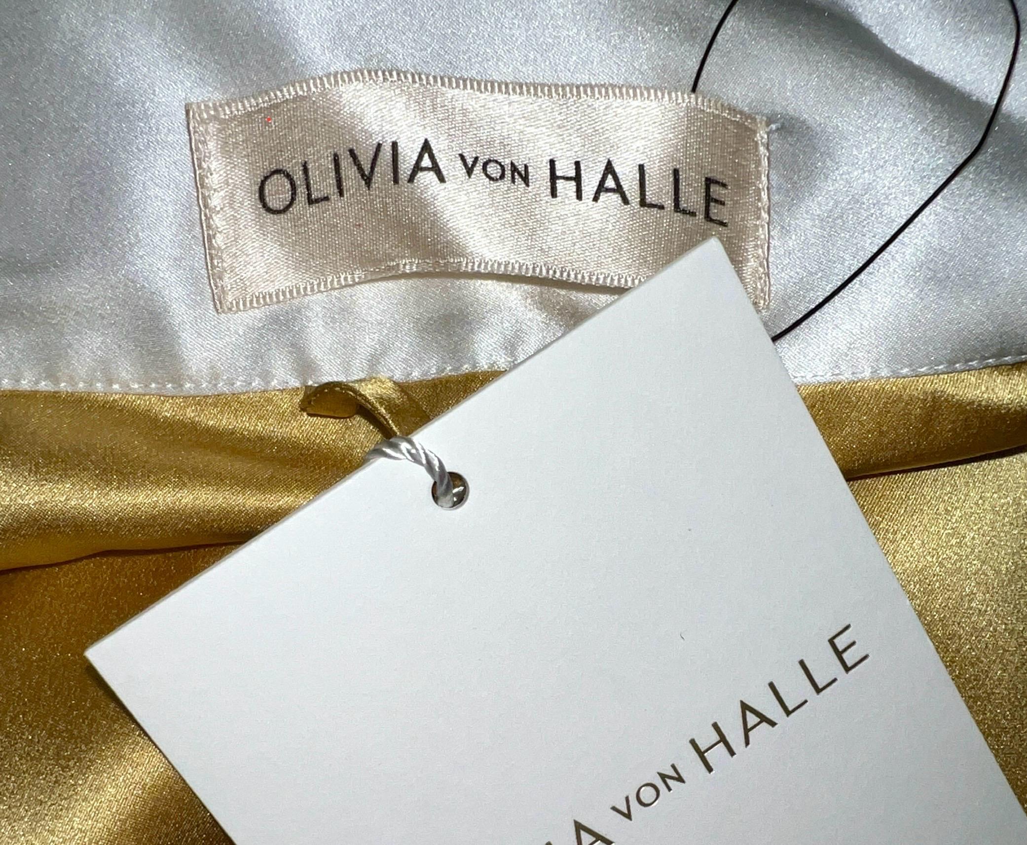 NEW Olivia von Halle Golden Cat Print Silk Dressing Gown Kimono Robe OS en vente 8