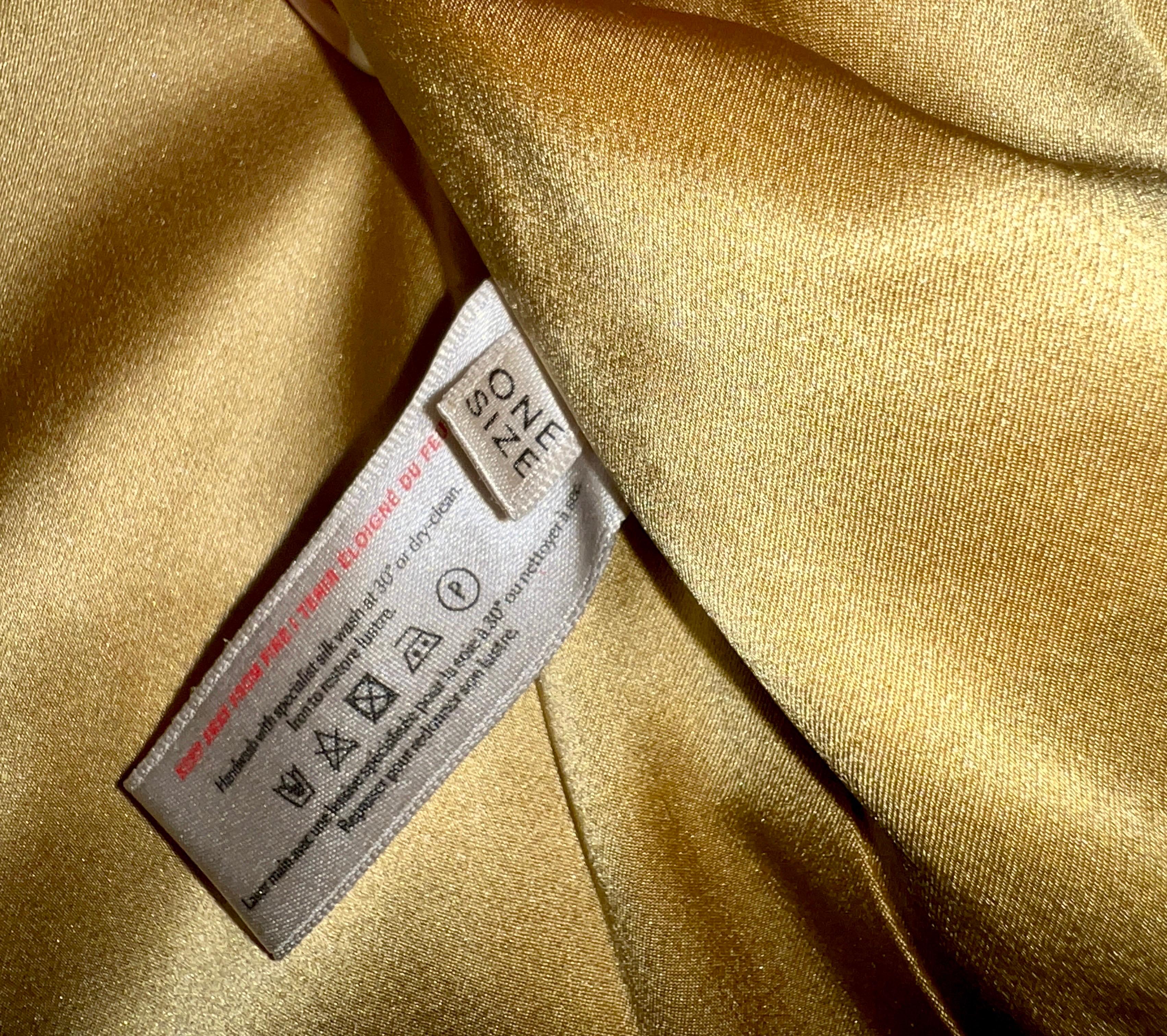 NEW Olivia von Halle Golden Cat Print Silk Dressing Gown Kimono Robe OS en vente 9