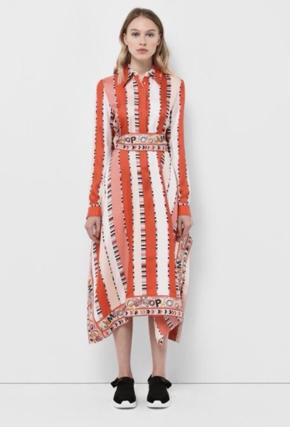NUOVO Emilio Pucci Signature Abito sciarpa in twill di seta stampato con cintura 36 in vendita 11