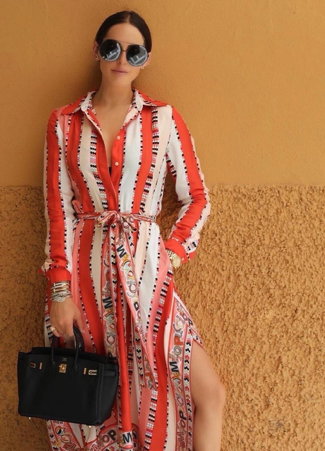 NUOVO Emilio Pucci Signature Abito sciarpa in twill di seta stampato con cintura 36 in vendita 14