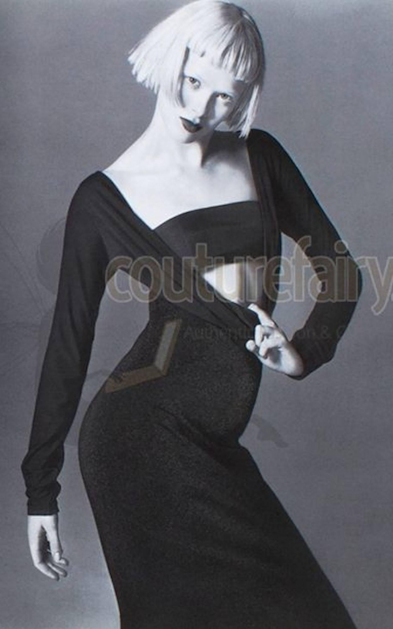 Women's Gianni Versace Couture 1997 Lurex Cutout Gown Maxi Evening Dress Bandeau Top 42 For Sale