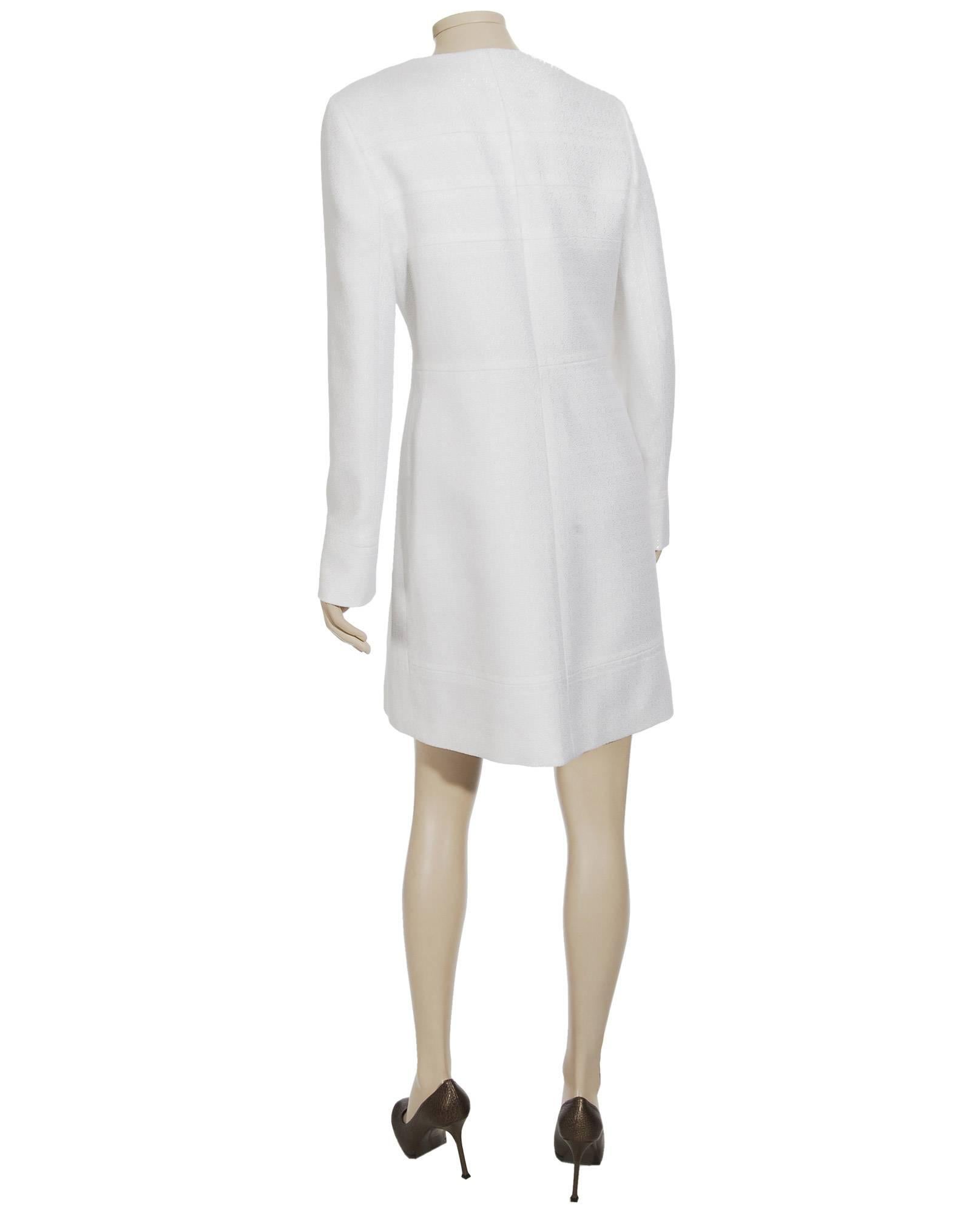 Gray Stunning Versace Ivory Coat with XL Button Details