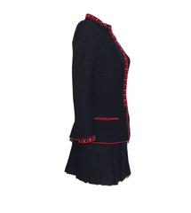 Gorgeous Chanel Navy Boucle Embroidery Pleat Skirt Suit