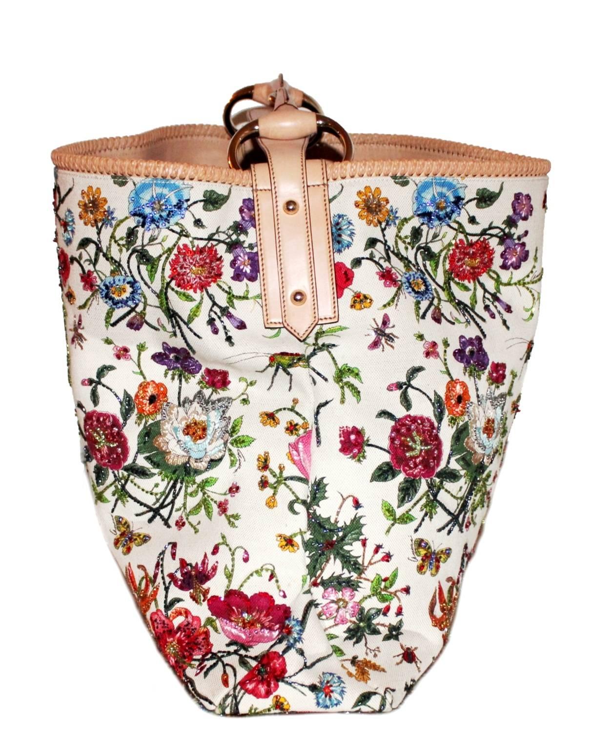 Gucci Tom Ford Limited Flora Beaded Embroidered Horsebit Bag - Museum ...