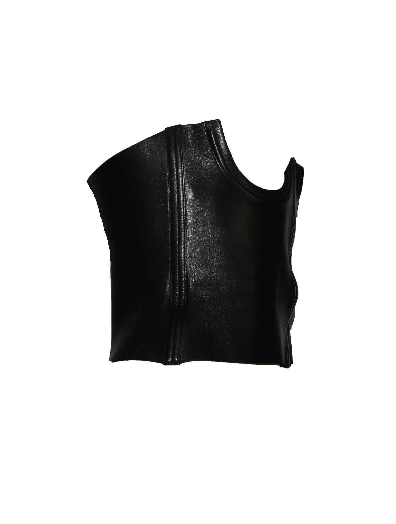Collector's Iconic Gucci by Tom Ford 2001 Black Leather Corset Bustier Corsage In Excellent Condition In Switzerland, CH
