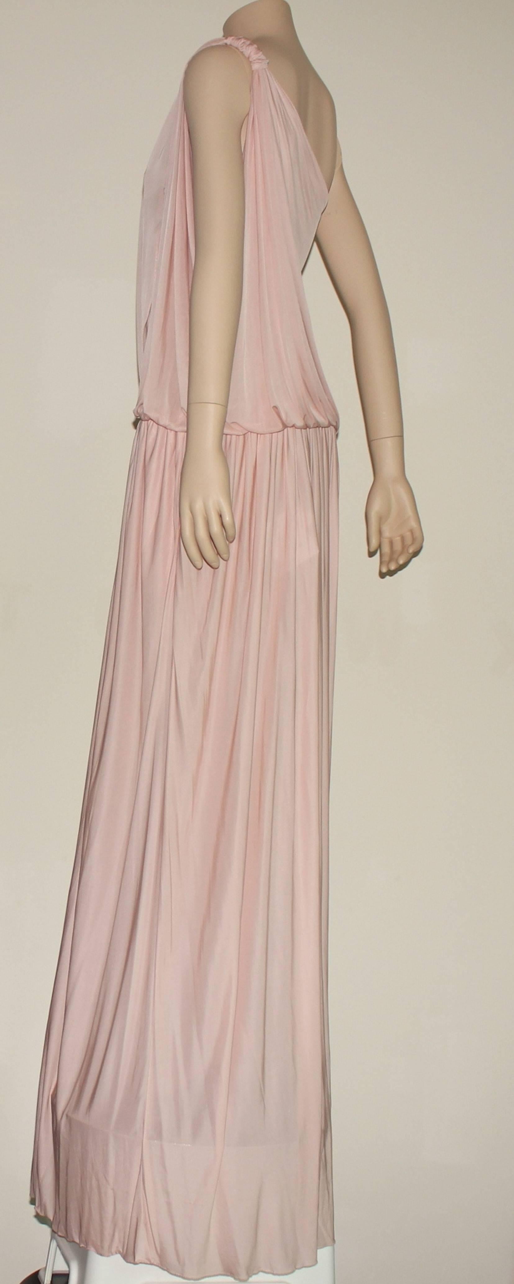 Beige Emilio Pucci Draped Evening Gown Maxi Dress