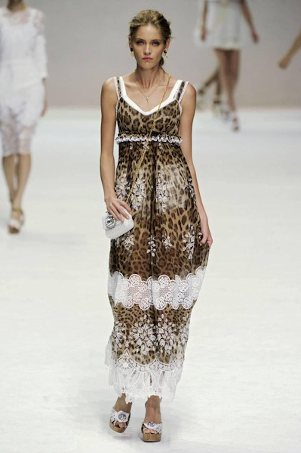 Women's Stunning Dolce & Gabbana Leopard Cheetah Print Maxi Dress Gown