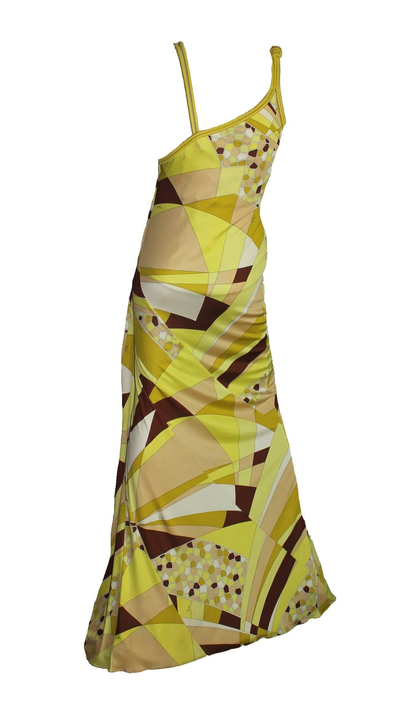 Emilio Pucci Signature Print Silk Evening Gown Maxi Dress In New Condition In Switzerland, CH