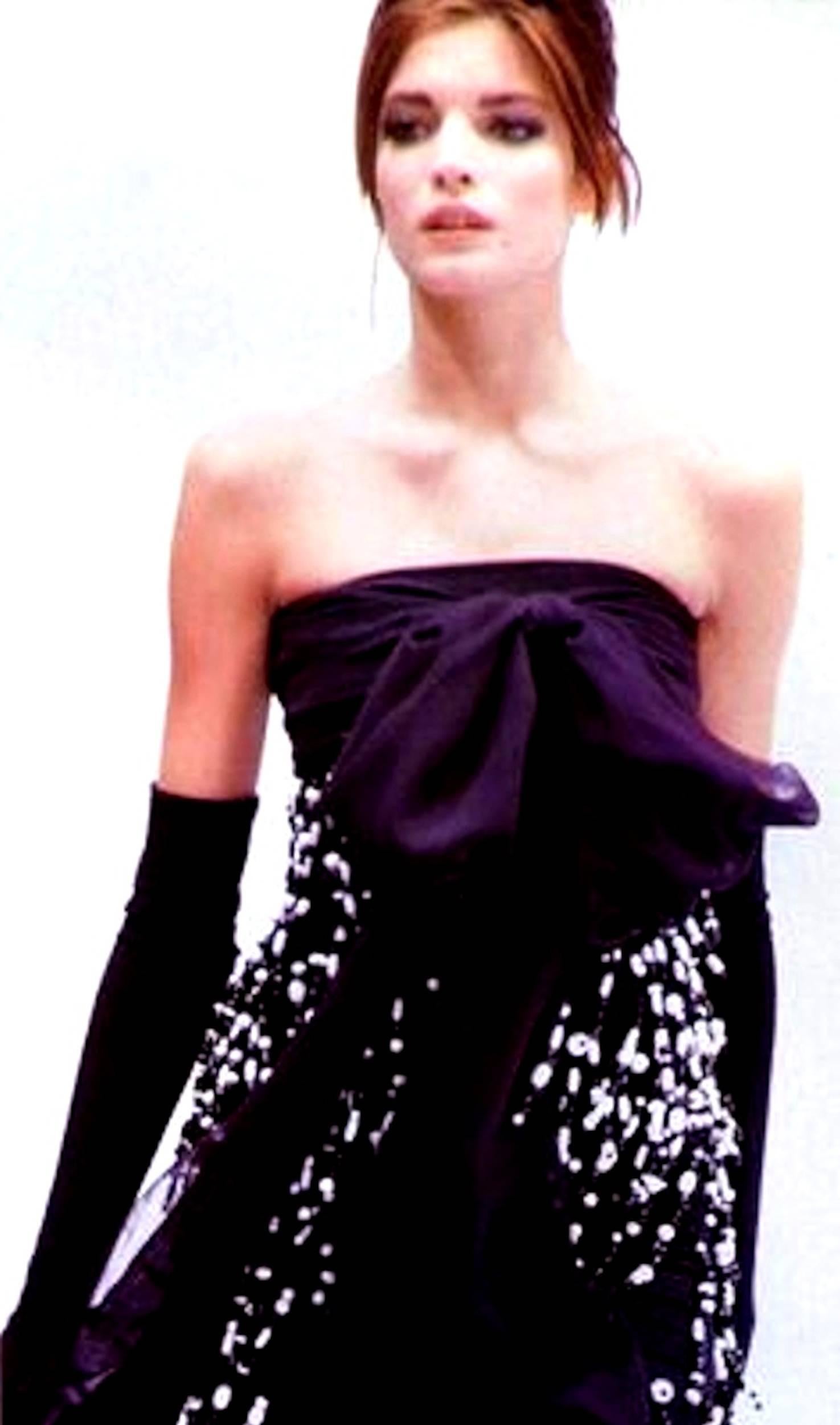 1990 Vintage Dolce & Gabbana Black & White Pearl Fringe Dress 5