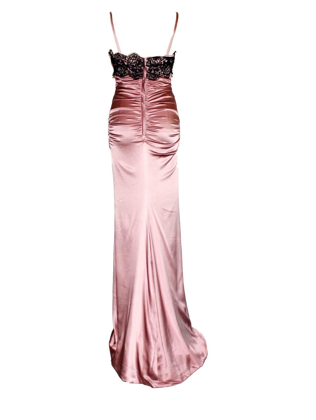 Beige Dolce & Gabbana Silk & Lace Evening Gown Dress