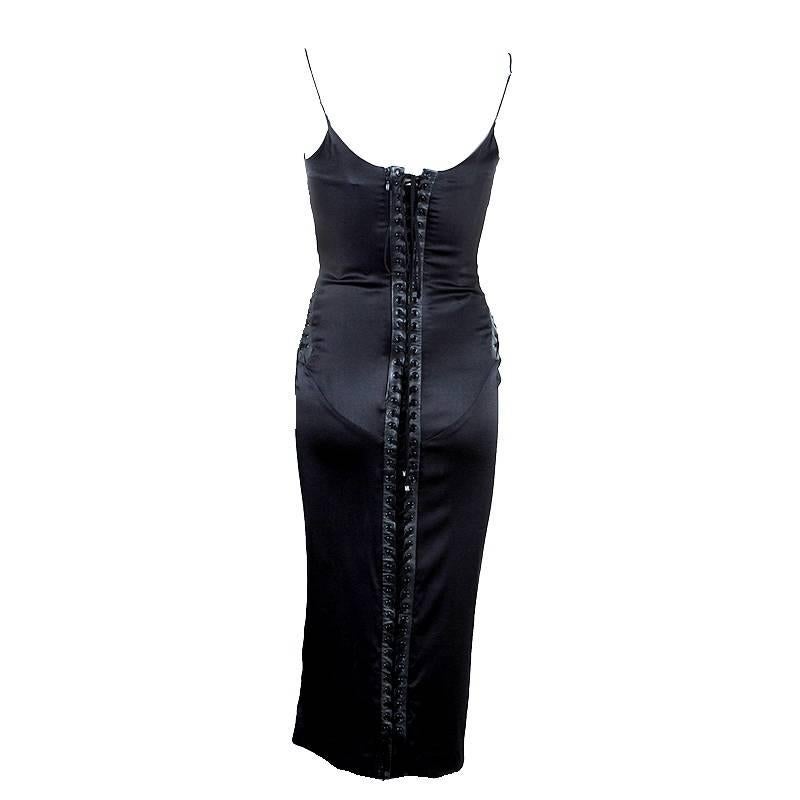 Dolce and Gabbana Silk and Lace Up Leather Corset Dress at 1stDibs ...