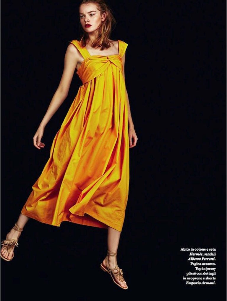 Hermes Paris Saffron Signature Orange Maxi Summer Dress For Sale at 1stdibs