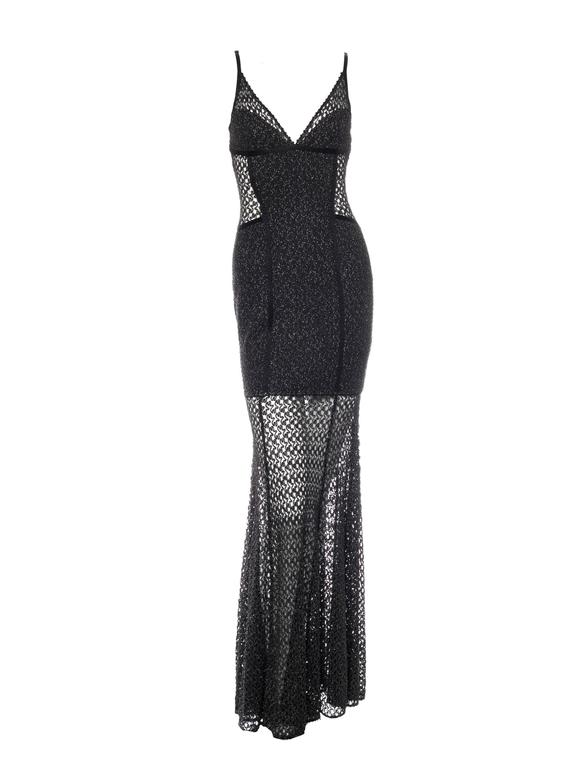 Missoni Black Lurex Crochet Knit Evening Gown For Sale at 1stdibs