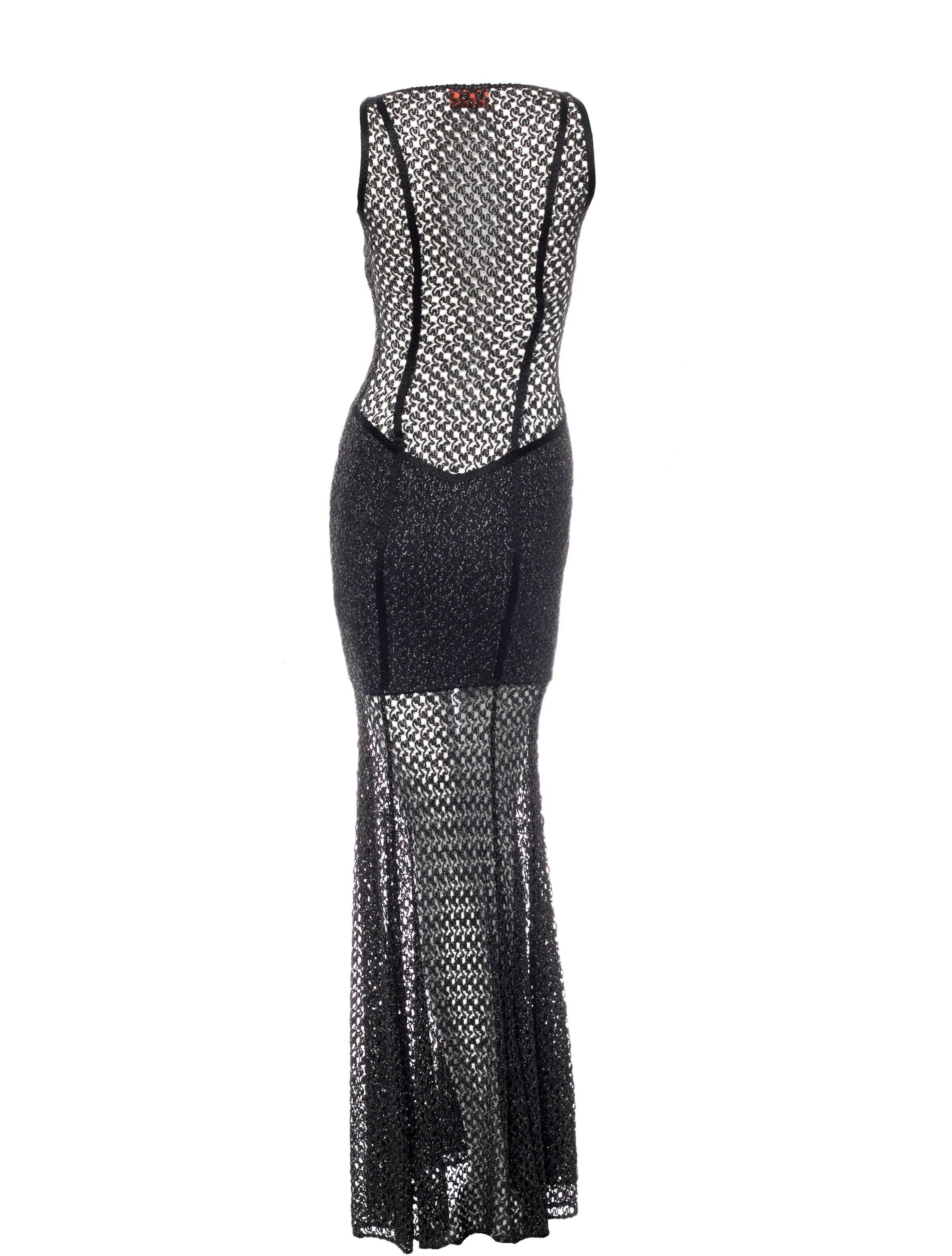 Breathtaking Missoni Black Lurex Crochet Knit Evening Dress Gown In New Condition In Switzerland, CH