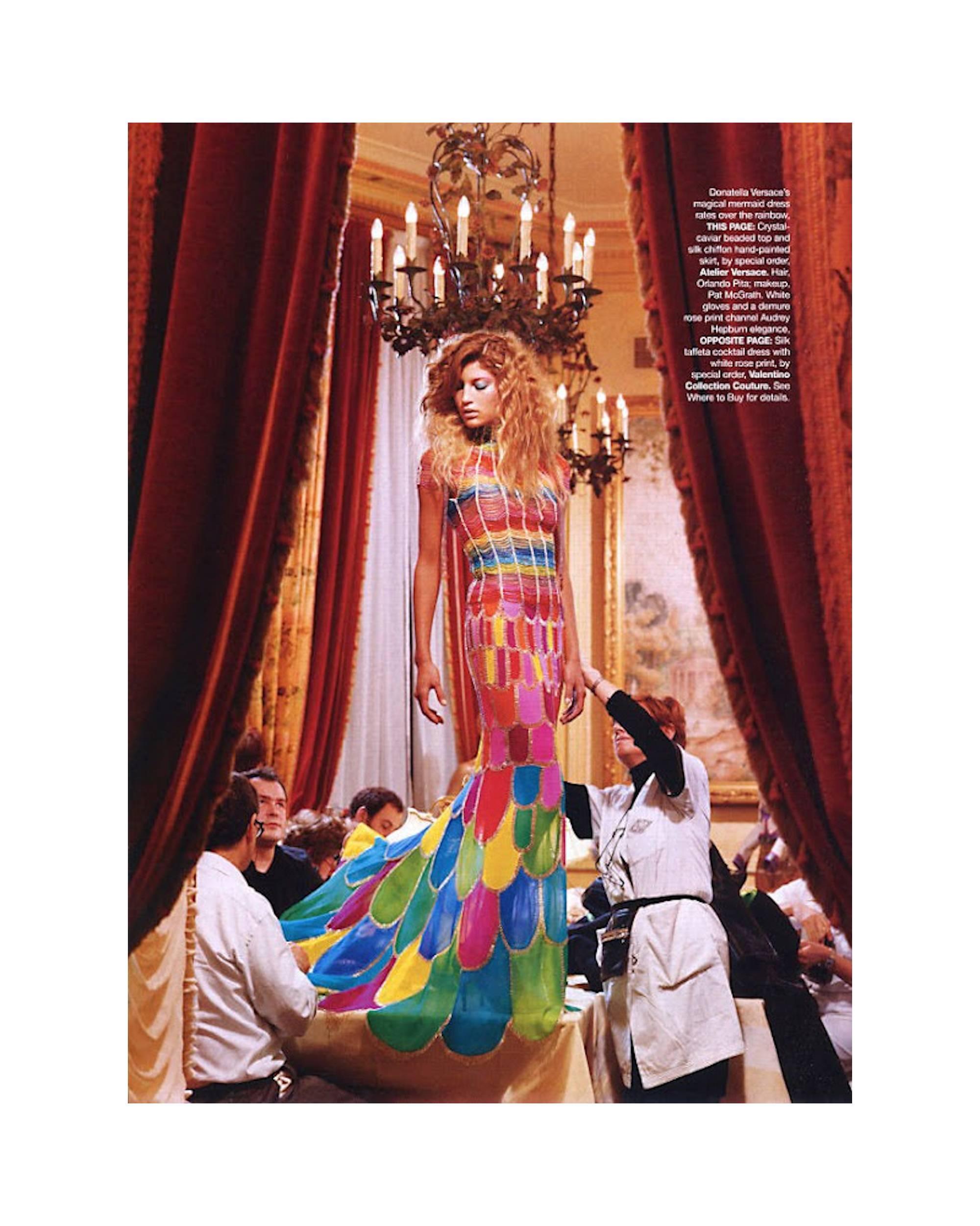 Mehrfarbiges, perlenbesetztes Haute Couture-Abendkleid mit Absatz von ATELIER VERSACE für Meerjungfrauen 39 im Angebot 7