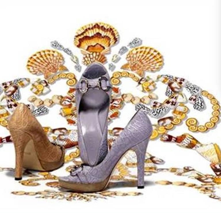 Stunning Gucci Horsebit Crocodile Peep Toe High Heels Sandals For Sale