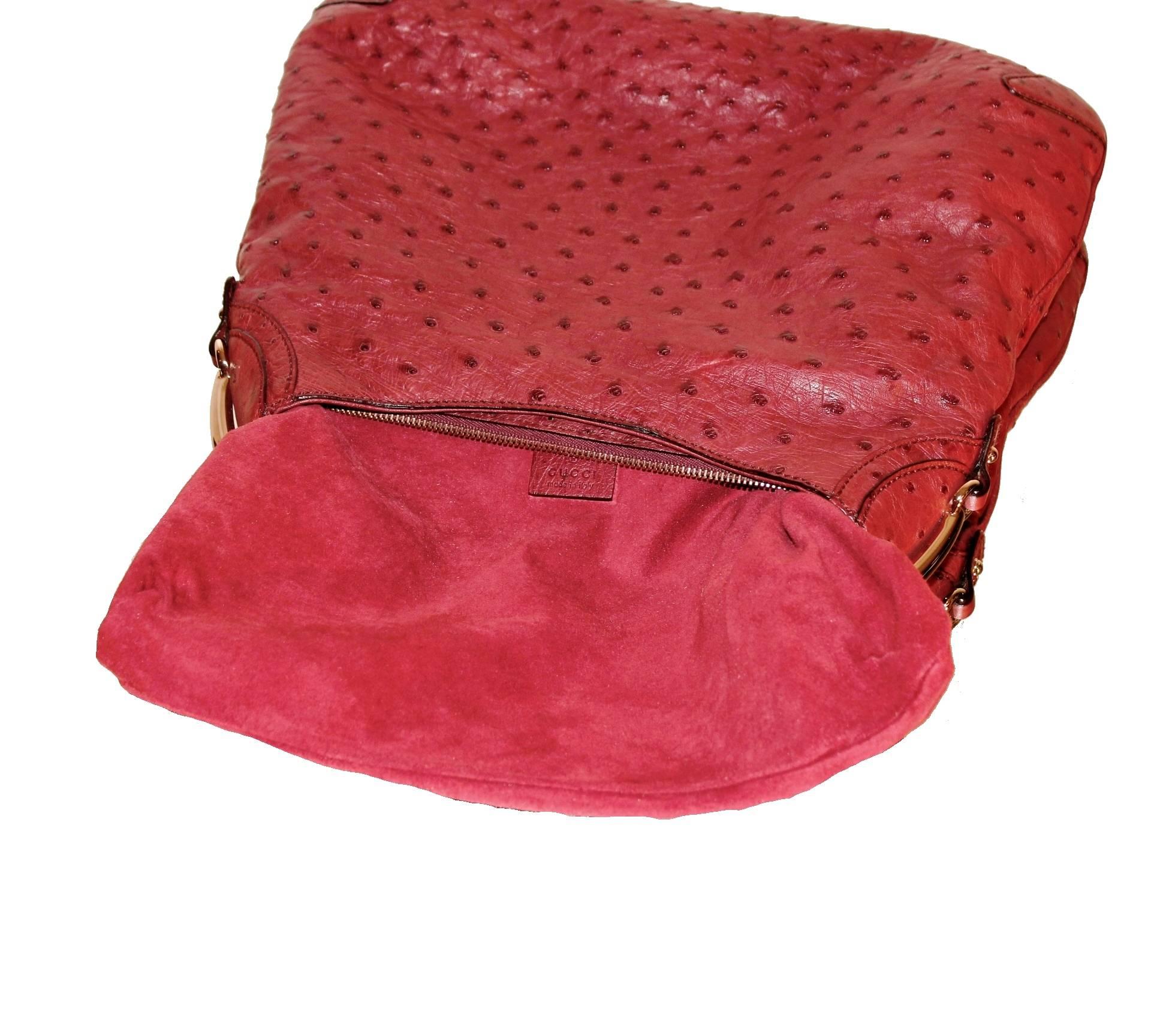 Stunning Gucci Ostrich Skin Horsebit Detail Shoulder Bag 1