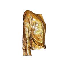 Rare GUCCI by Tom Ford Exotic Leather Gold Metallic Jacket Blazer - Unique Piece