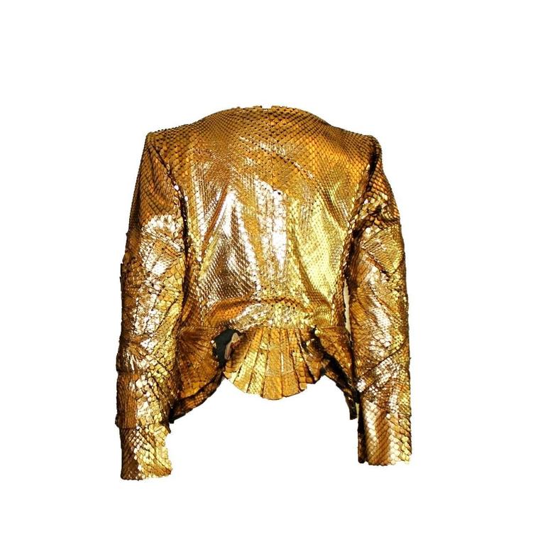 Gorgeous Gucci by Tom Ford Gold Metallic Python Snakeskin Jacket Blazer ...