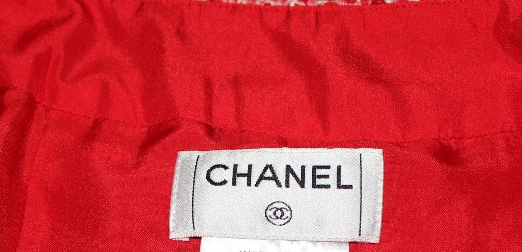Women's Superbe Chanel Fantasy Tweed Lesage CC Logo Faux Wrap Skirt Seen on Kendall