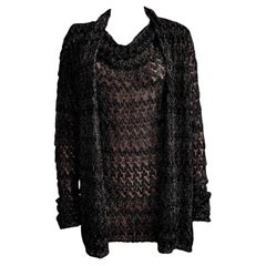 NEW Missoni Black Metallic Crochet Knit Tunic Top Mini Dress & Cardigan Set 40