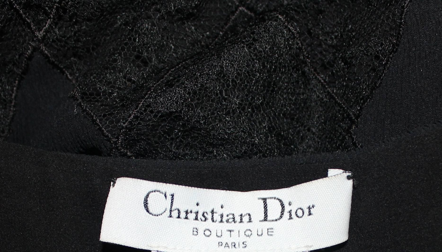 Christian Dior Black Lace Silk Cocktail Dress 1